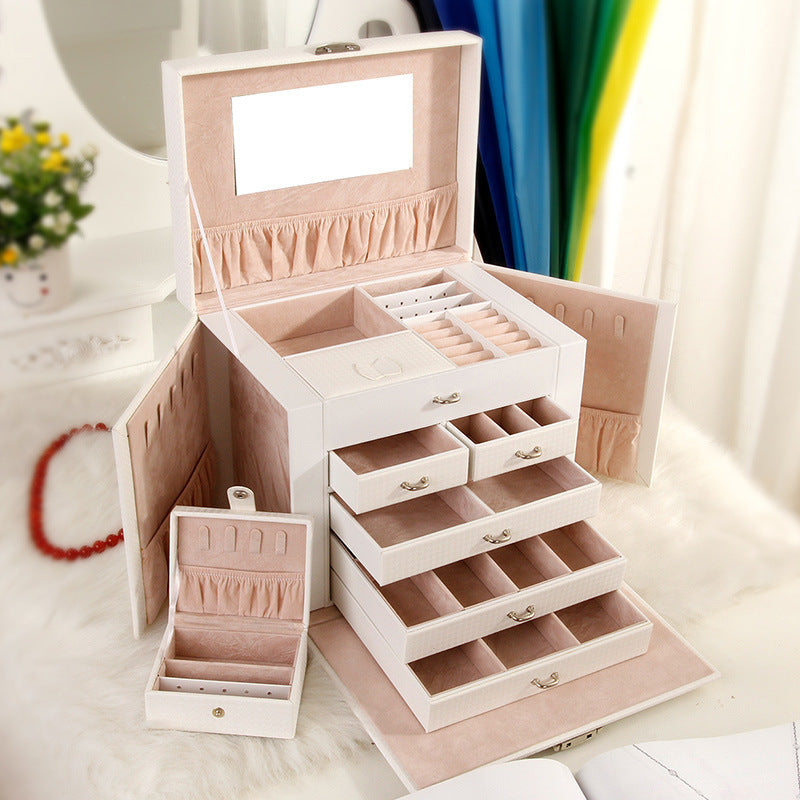 Five-layer Leather Cosmetic Storage Box Jewelry Multi-layer Jewelry Storage Box